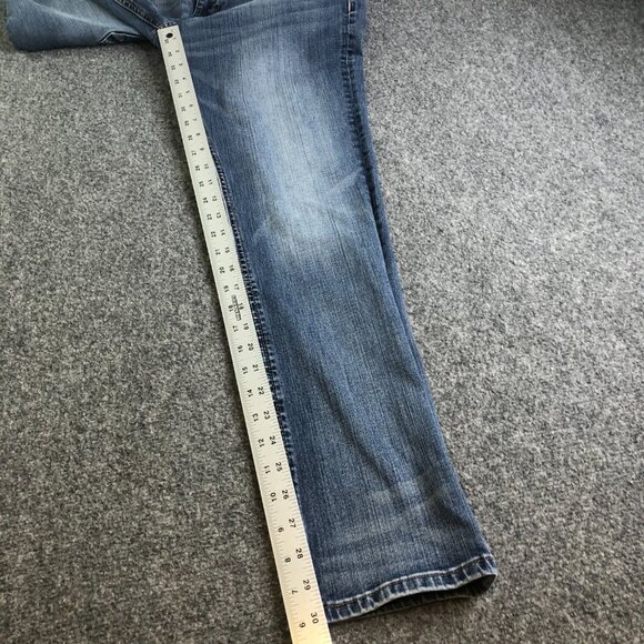 Seven7 Jeans Mens 32x30 Blue Slim Straight Fit Denim Stretch Whiskering Faded - Picture 7 of 11